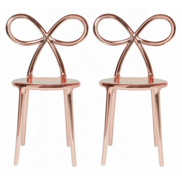 Set 2 scaune Ribbon Metal Finish Pink Gold, Qeeboo