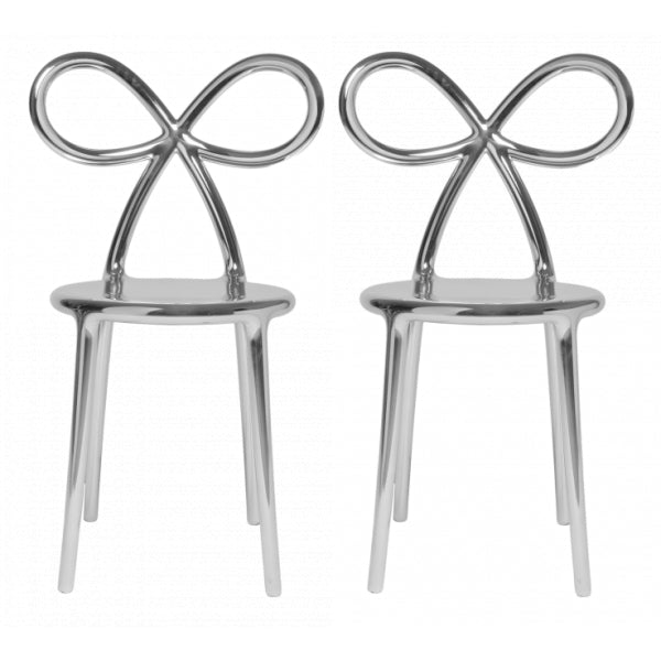 Set 2 scaune Ribbon Metal Finish Silver, Qeeboo