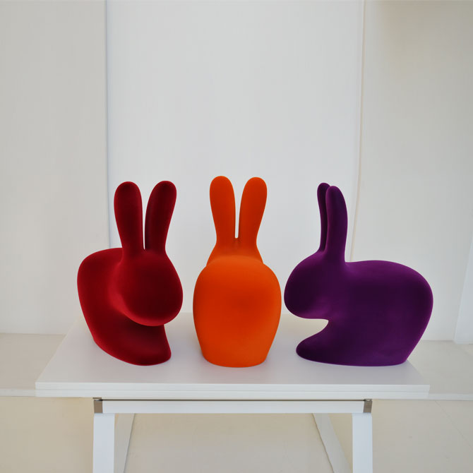 Scaun Rabbit Chair Baby Velvet Finish Purple, Qeeboo