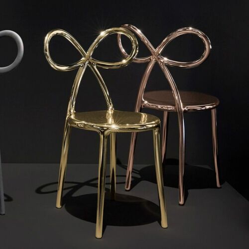 Scaun Ribbon Metal Finish Pink Gold, Qeeboo