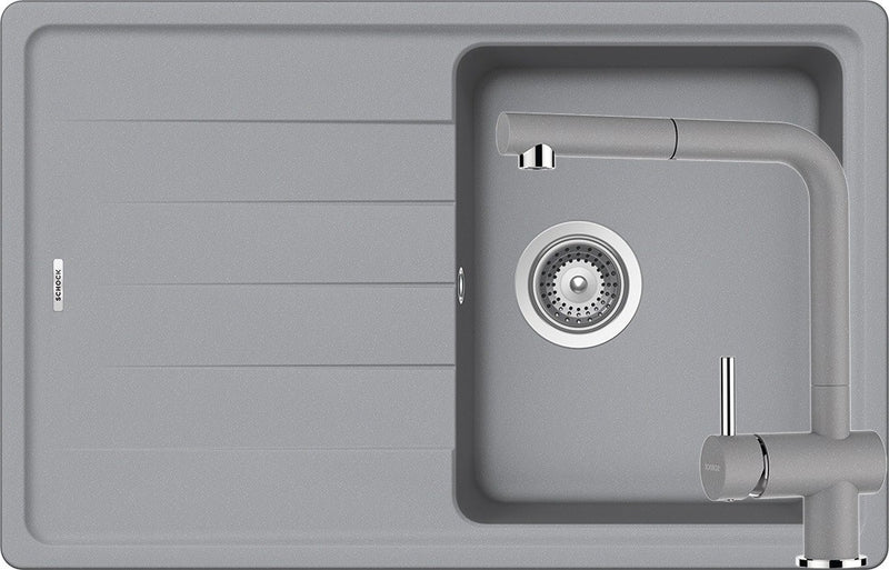 Set Chiuveta Element D-100S 780 x 500mm si Baterie Epos cu Dus Extractibil Cristalite Croma, Schock