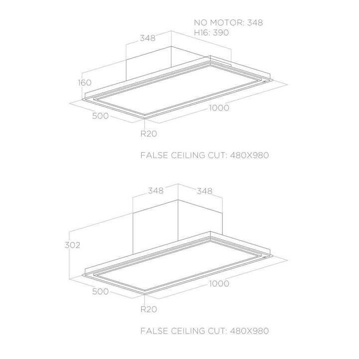 Hotă Albă Skydome Montaj Pe Tavan 100cm H16 A/100, Elica