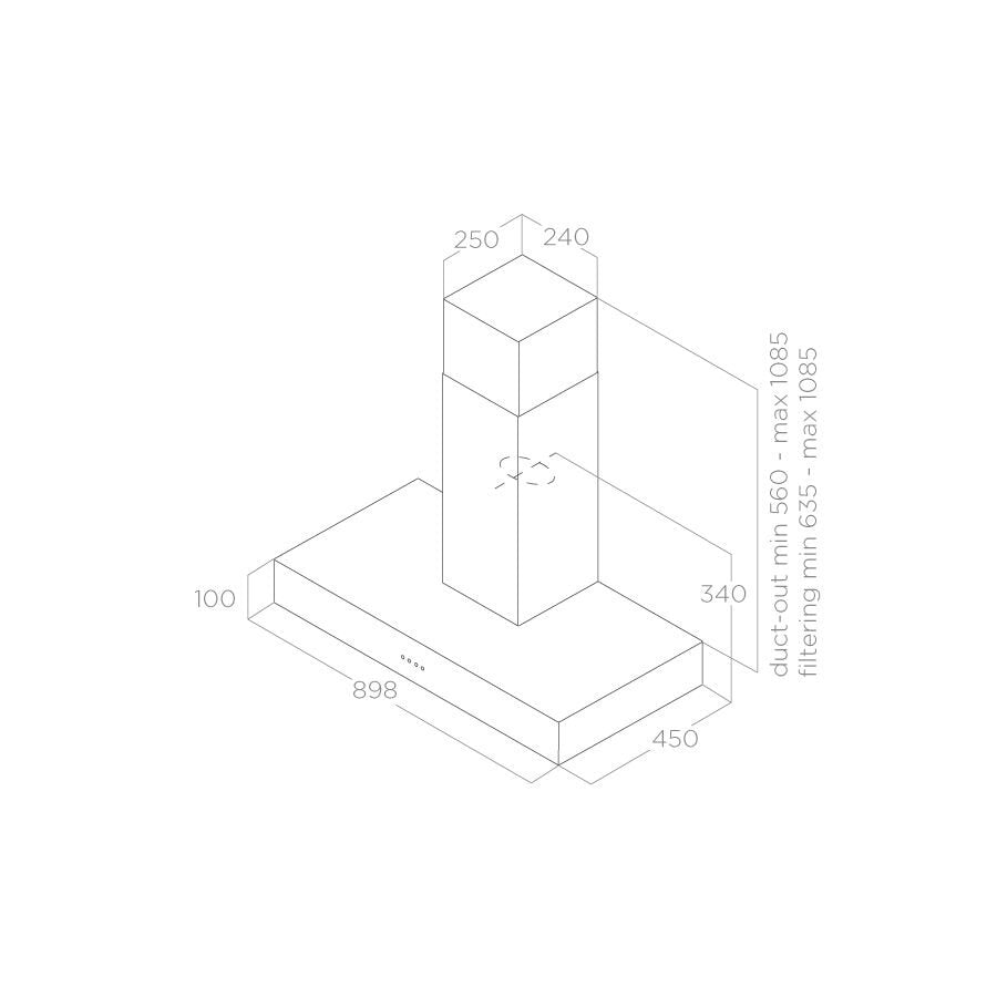 Hotă Zinc Spot Urban Montaj Pe Perete 90cm ZINC/A/90, Elica