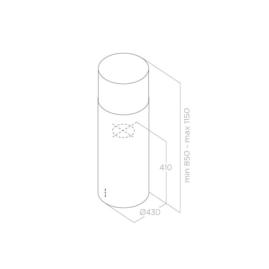 Hotă Inox Tube Pro Island Suspendată 43cm IX/A/43, Elica